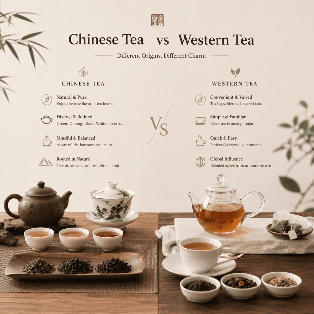 the differences between Chinese tea and Western tea in terms of brewing methods and types