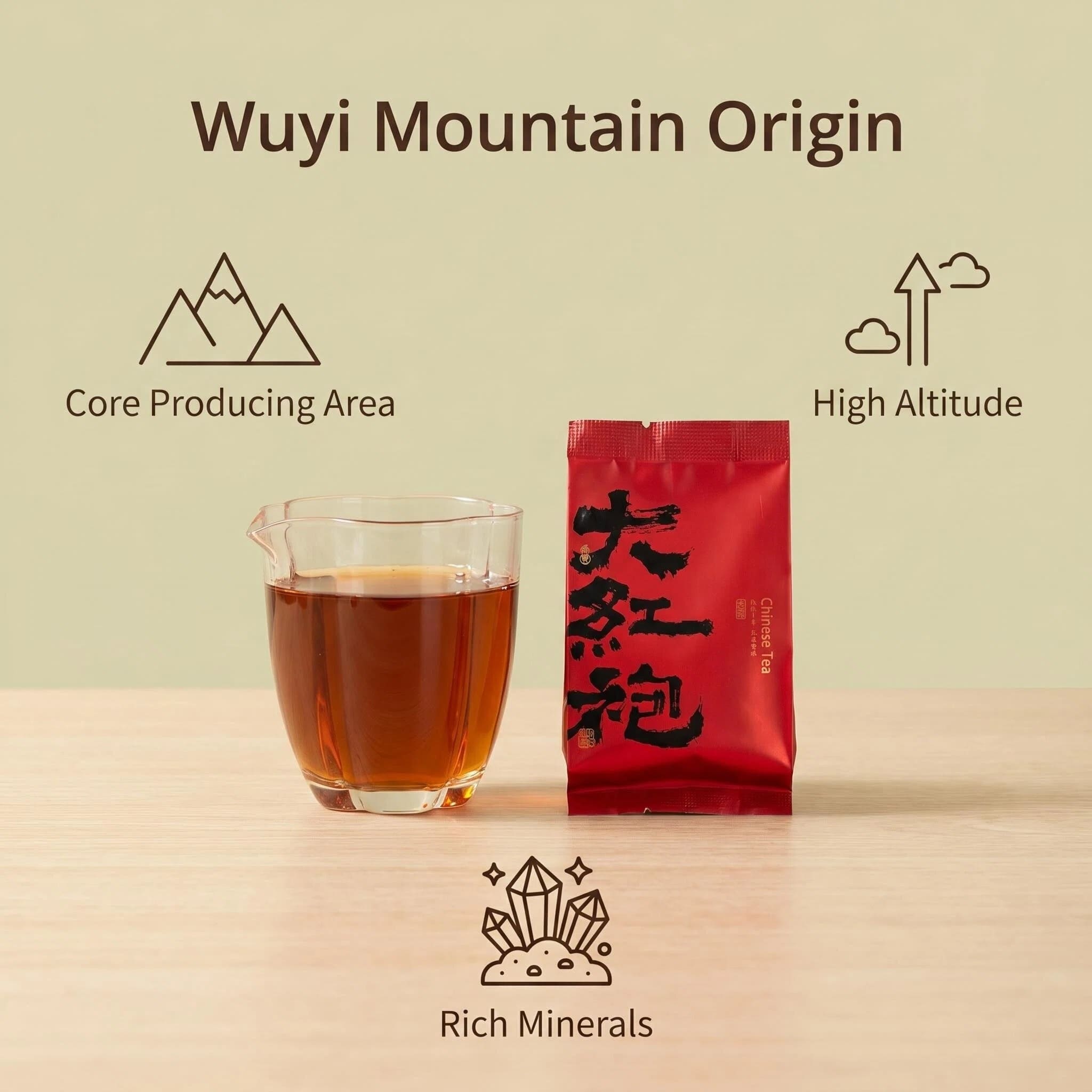 Da Hong Pao Tea from Wuyi Mountain Origin Da Hong Pao tea from Wuyi Mountain with a high altitude growing environment and mineral-rich soil